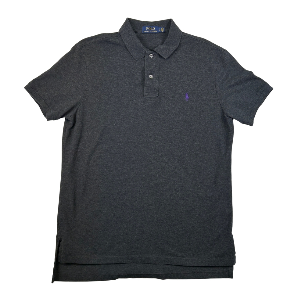 Polo Ralph Lauren Shirt Mens Large Classic Polo Charcoal Gray Purple Logo Casual